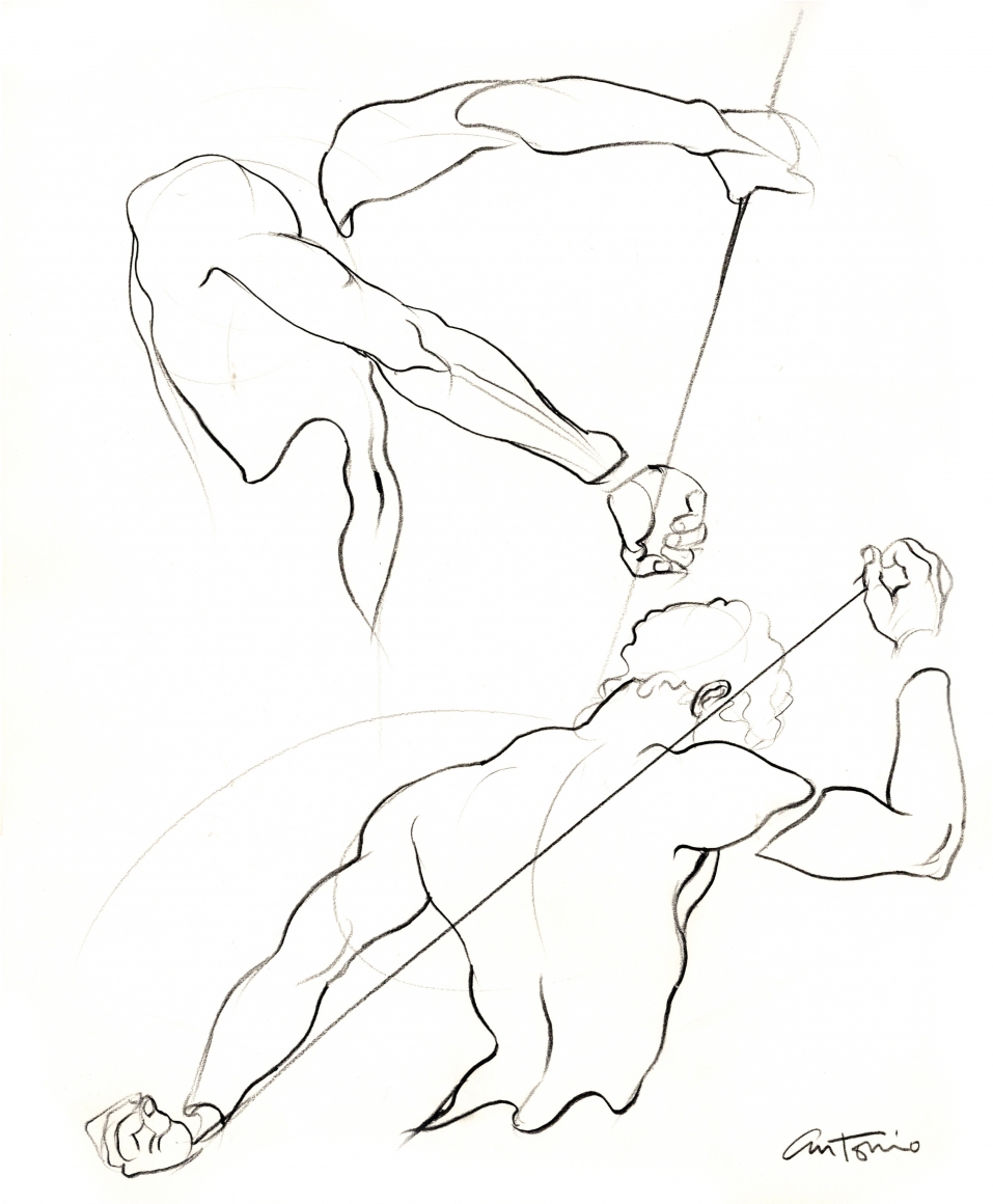 Drawing of athlete by Antonio Lopez
