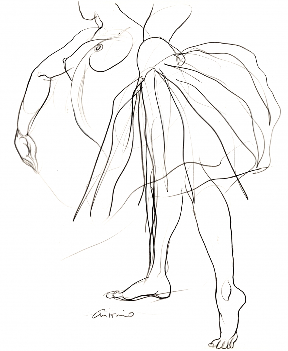 Sketch of dancer by Antonio Lopez