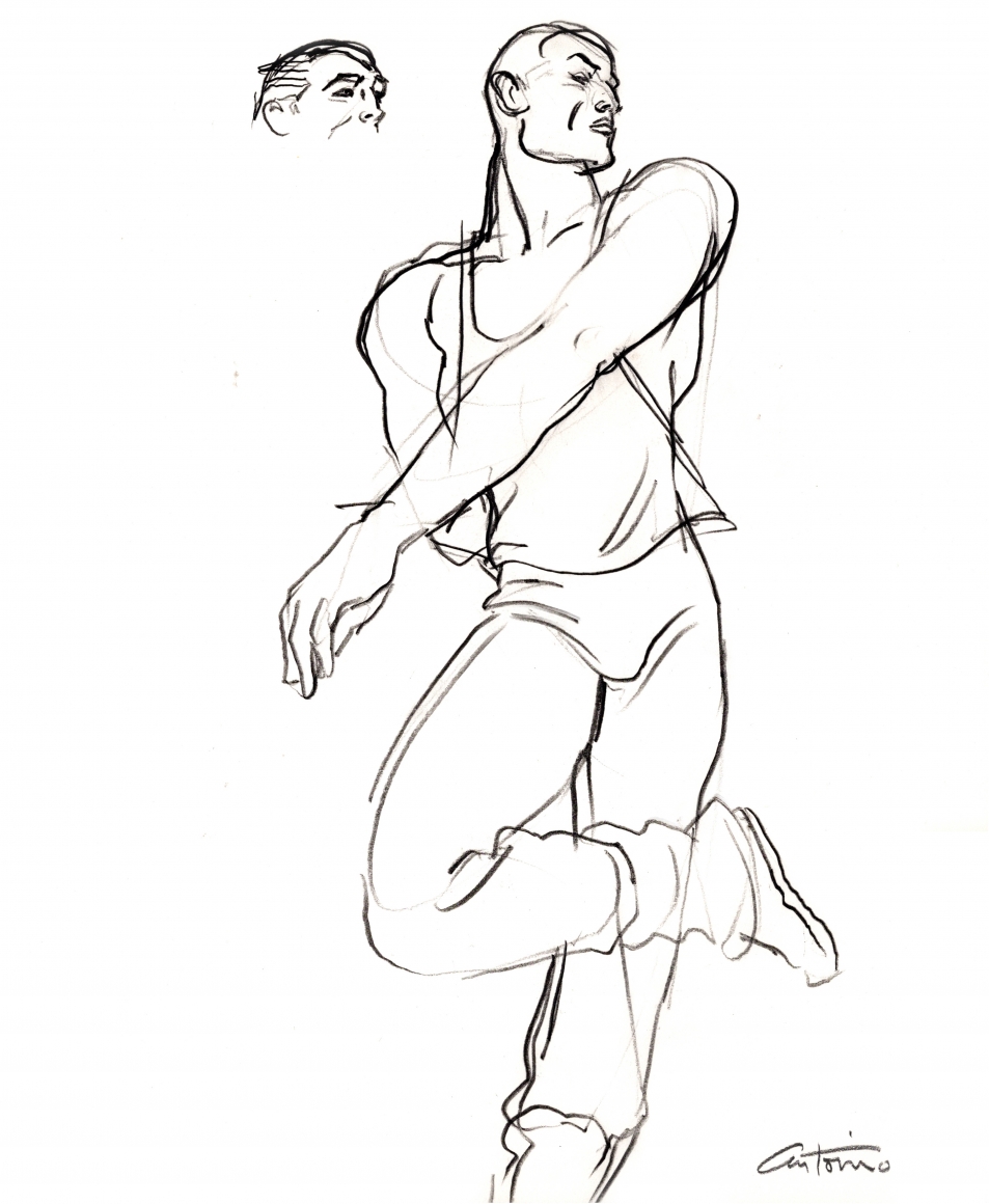 Drawing of male dancer by Antonio Lopez