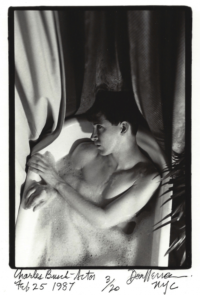 Charles Busch in bathtub by Don Herron