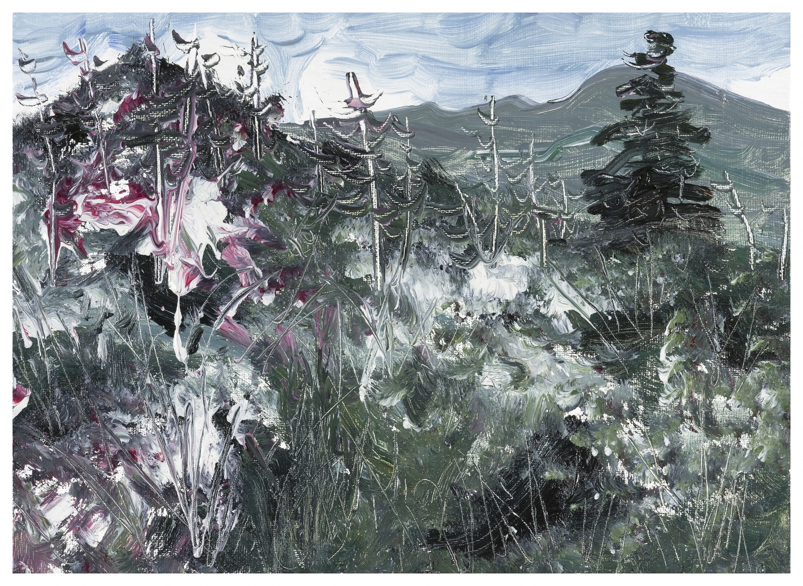 Kim Jiwon. 풍경 landscape, 2017. Oil on linen, 24 x 34 cm. Courtesy of the artist & PKM Gallery.