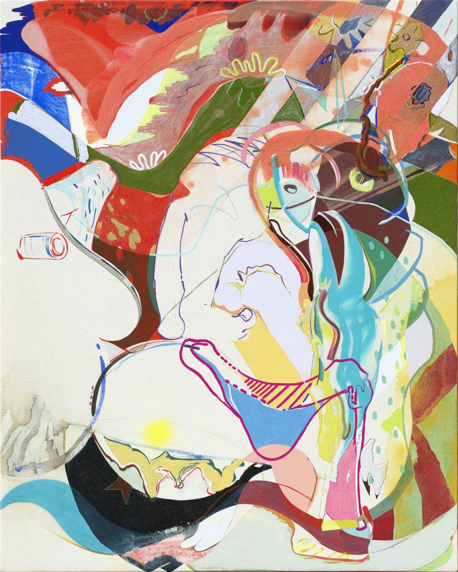 Young Do Jeong. Pass A WAY, 2016. Acrylic, spray paint, color pencil, graphite, conte, charcoal and marker on canvas, 91.1 x 72.9 cm. Courtesy of the artist & PKM Gallery., 