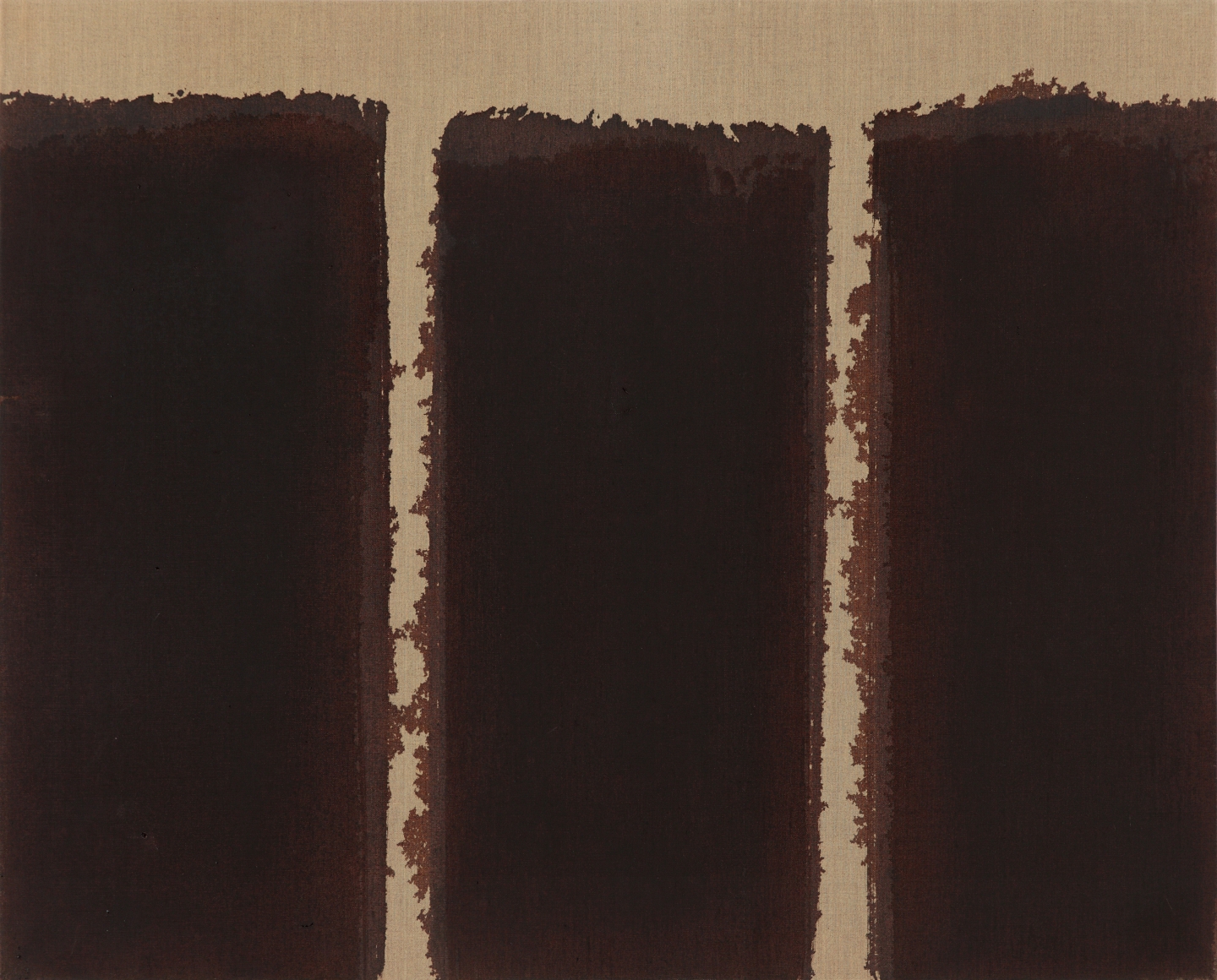 Yun Hyong-keun. Burnt Umber & Ultramarine Blue, 1991, Oil on linen, 80.5 x 100 cm. Courtesy of the artist & PKM Gallery.