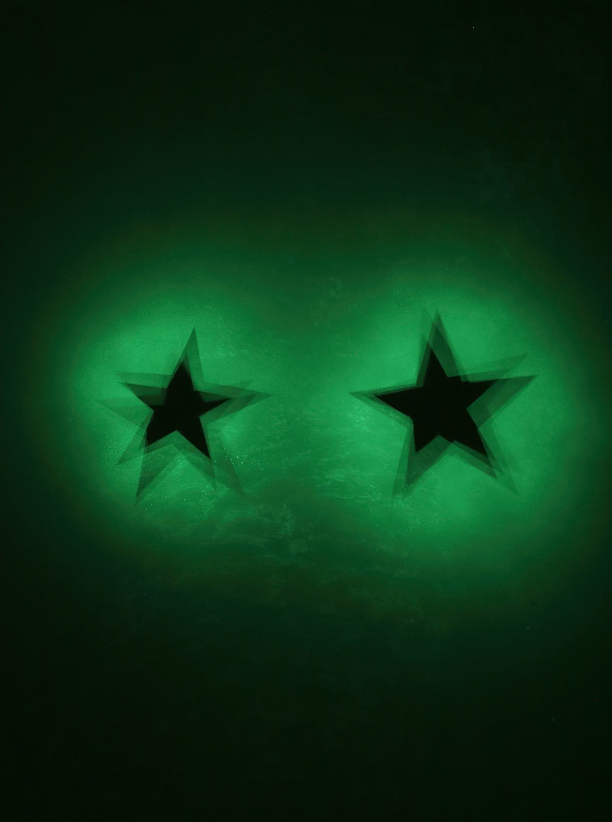Koo Jeong A. Seven Stars, 2020, Phosphorescent pigment, acrylic painting on canvas, 200 x 150 x 4.5 cm. Courtesy of the artist & PKM Gallery.