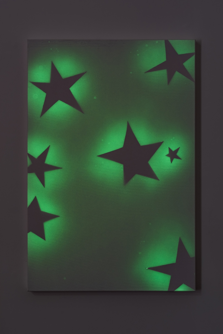 Koo Jeong A. Seven Stars, 2020, Pigment painting on canvas, 91.5 x 61 x 3.6 cm. Courtesy of the artist & PKM Gallery.