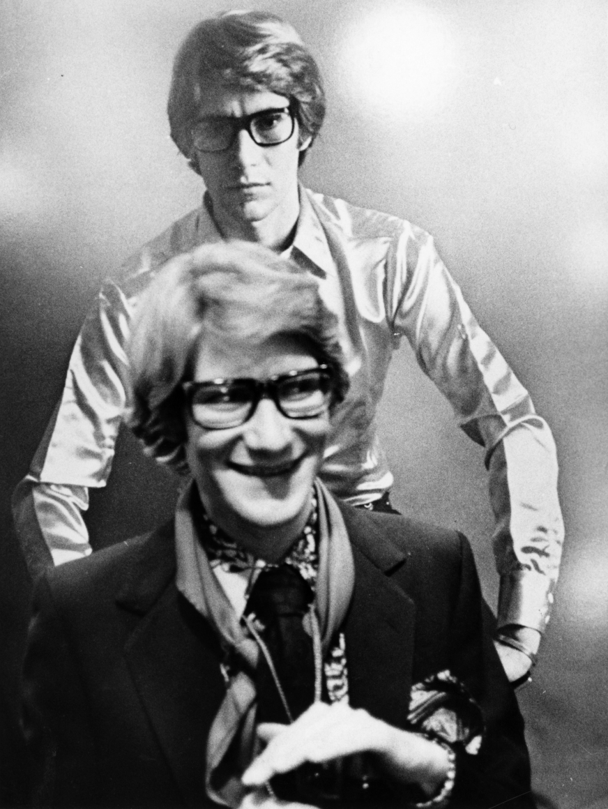 Bill Cunningham - Yves Saint-Laurent at opening of Yves Saint-Laurent's Women's Wear Boutique, 1968 Gelatin silver print, printed c. 1968 ; Bruce Silverstein Gallery