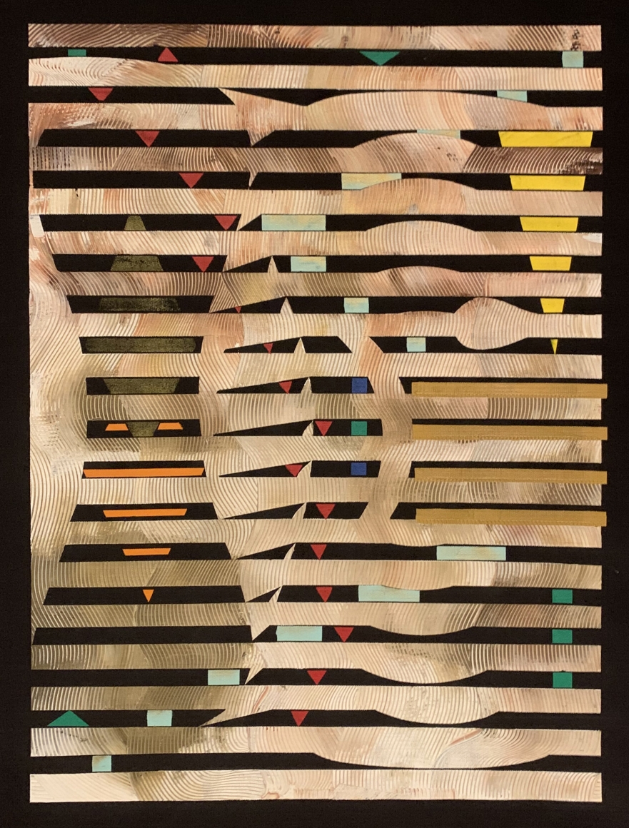 Adger Cowans ; African Suite Series, 1970 Acrylic on black canvas 60 x 51 inches ; Bruce Silverstein Gallery
