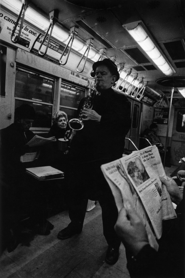 Saxophone Player on Subway, New York, c. 1970