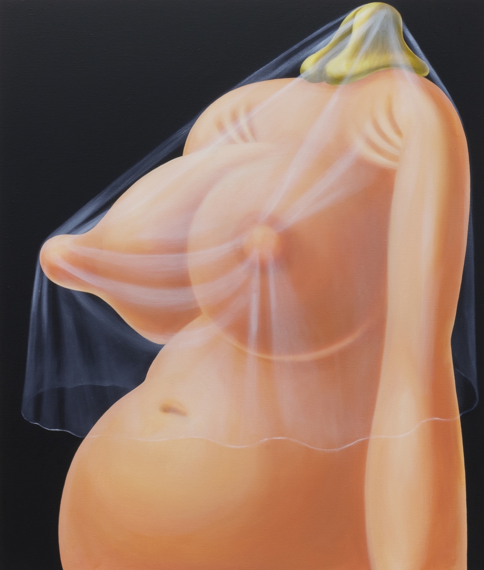 Louise Bonnet Veiled Nude, Bloated Belly, 2019 Oil on linen 66 x 56 in 167.6 x 142.2 cm (LB19.012)