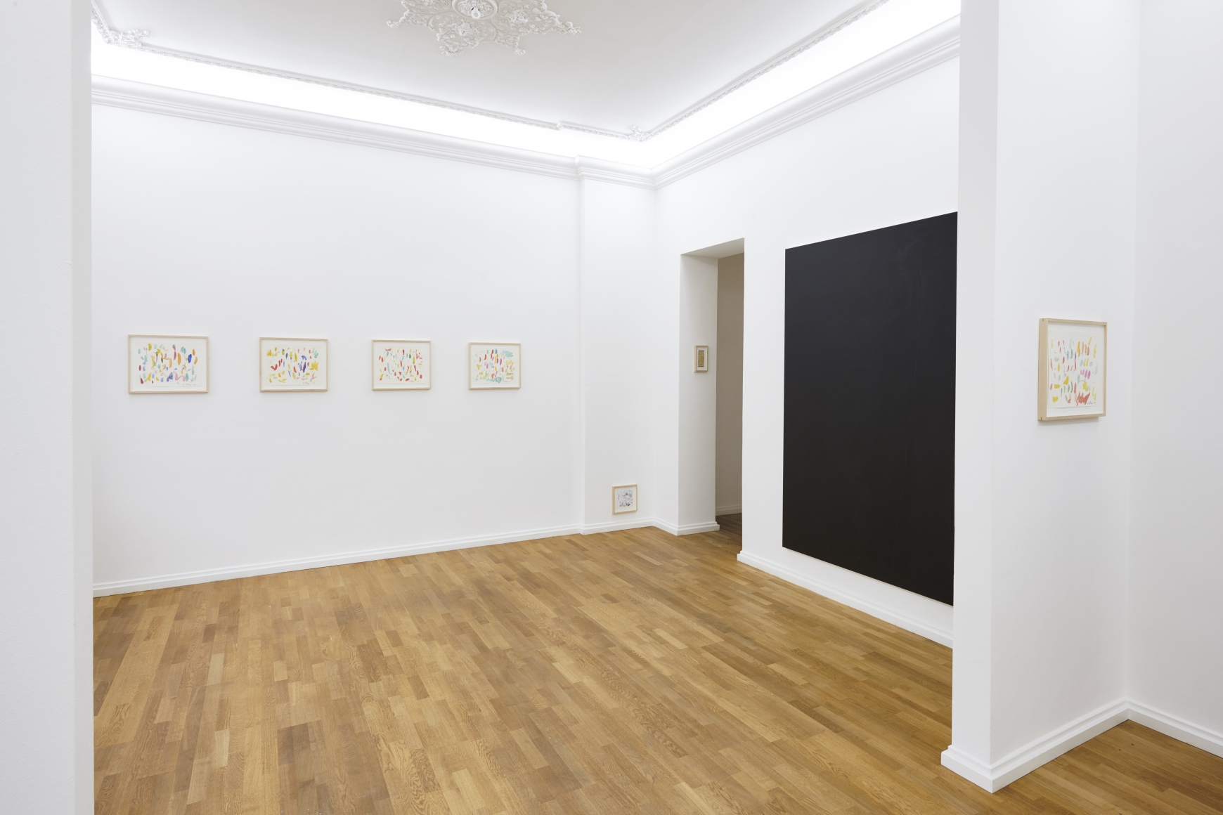 Installation View of 7 Multicolored Untitled Drawings from Butzer's Salon Nino Mier Exhibition (2018)