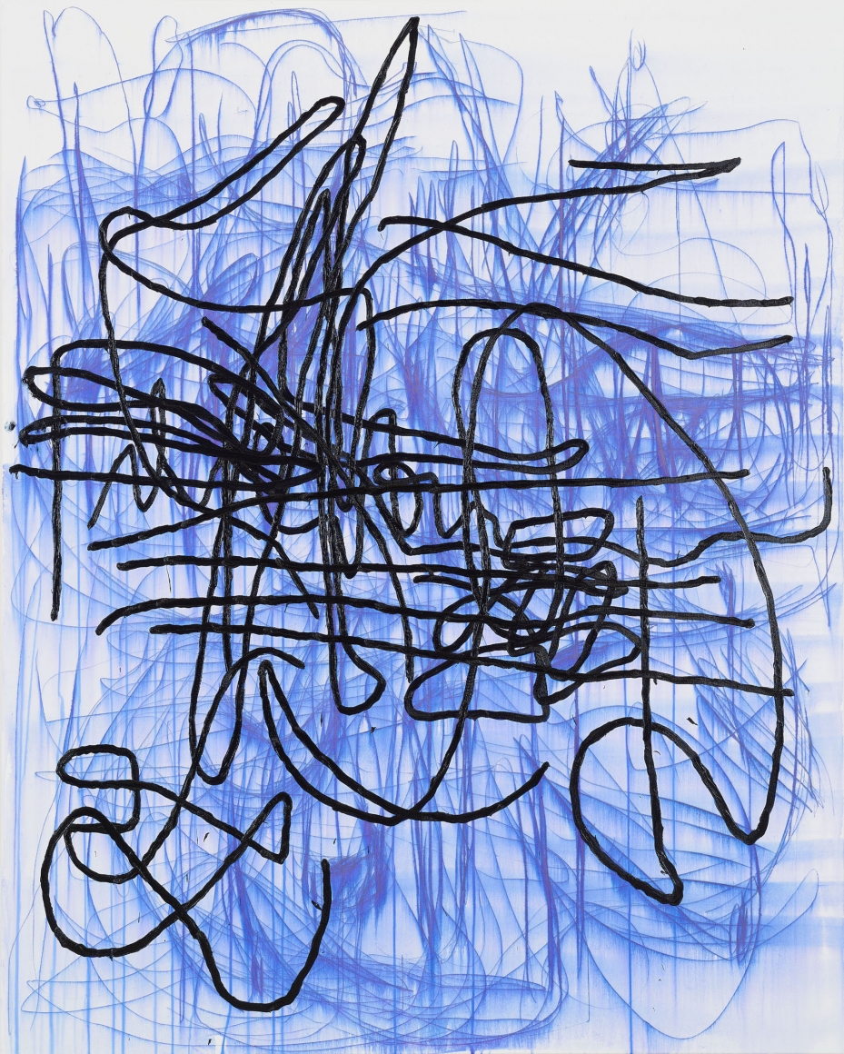 Jana Schröder, Spontacts BO 2-1, 2017. Copying pencil and oil on canvas, 78.7 x 63 inches, 200 x 160 cm (JSR17.001)