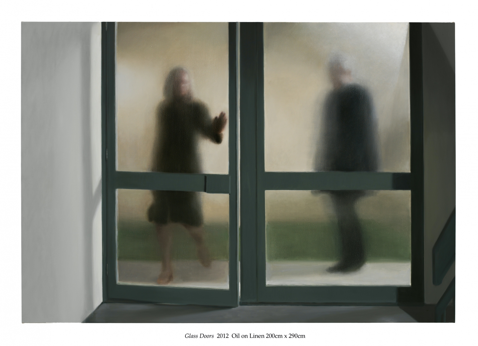 Jonathan Wateridge Glass Doors, 2012 Oil on linen 111 1/8 x 157 1/2 in 282 x 400 cm