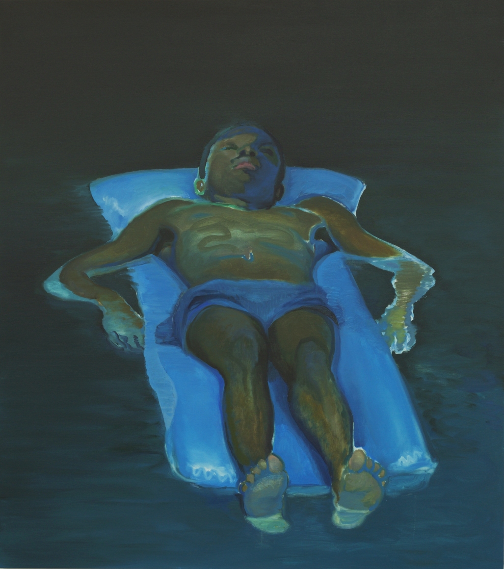 Jonathan Wateridge Night Lilo, 2018 Oil on linen 68 7/8 x 61 1/8 in 175 x 155 cm (JWA20.007)