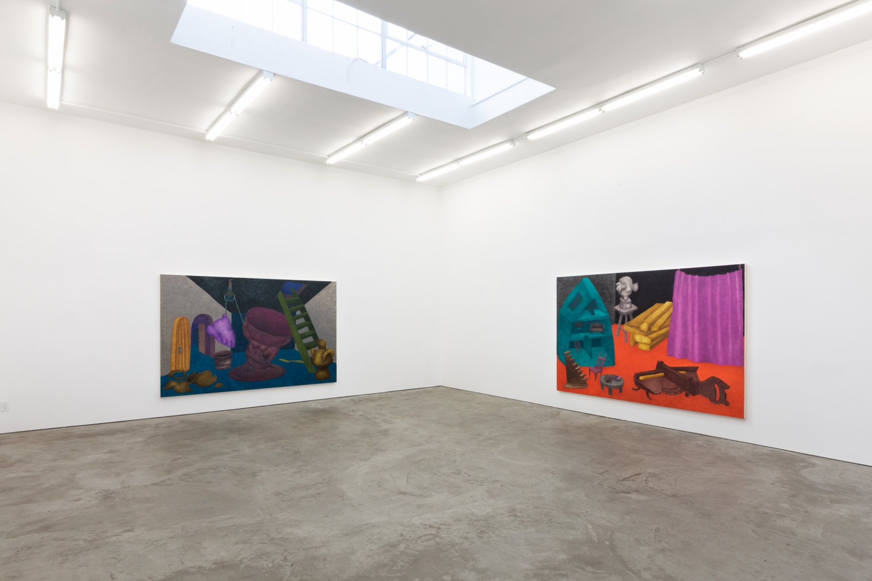 Installation View of "Escape Plan (Attic Door)" and "Behind the Curtain"