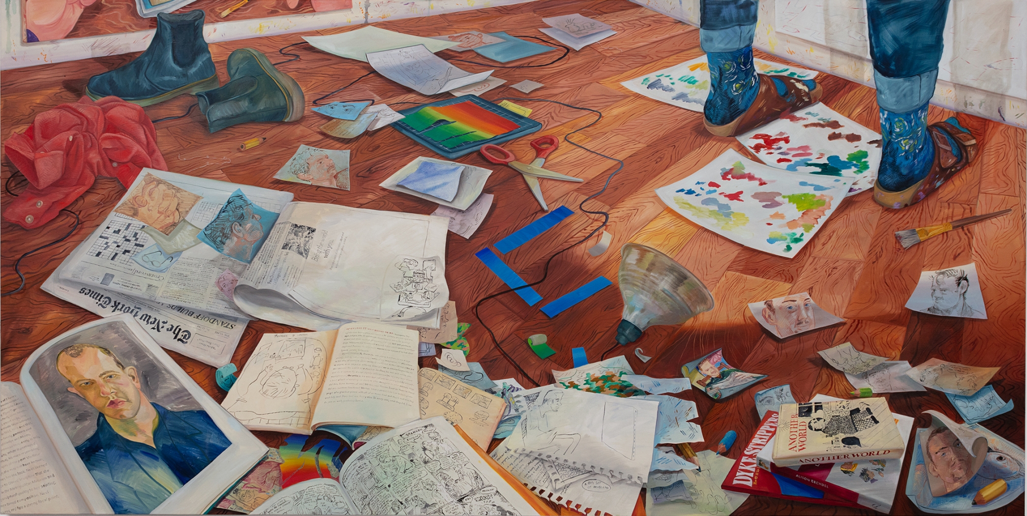 Rebecca Ness Studio Landscape, 2020 Oil on linen 59 x 118 in 149.9 x 299.7 cm (RNE20.001)