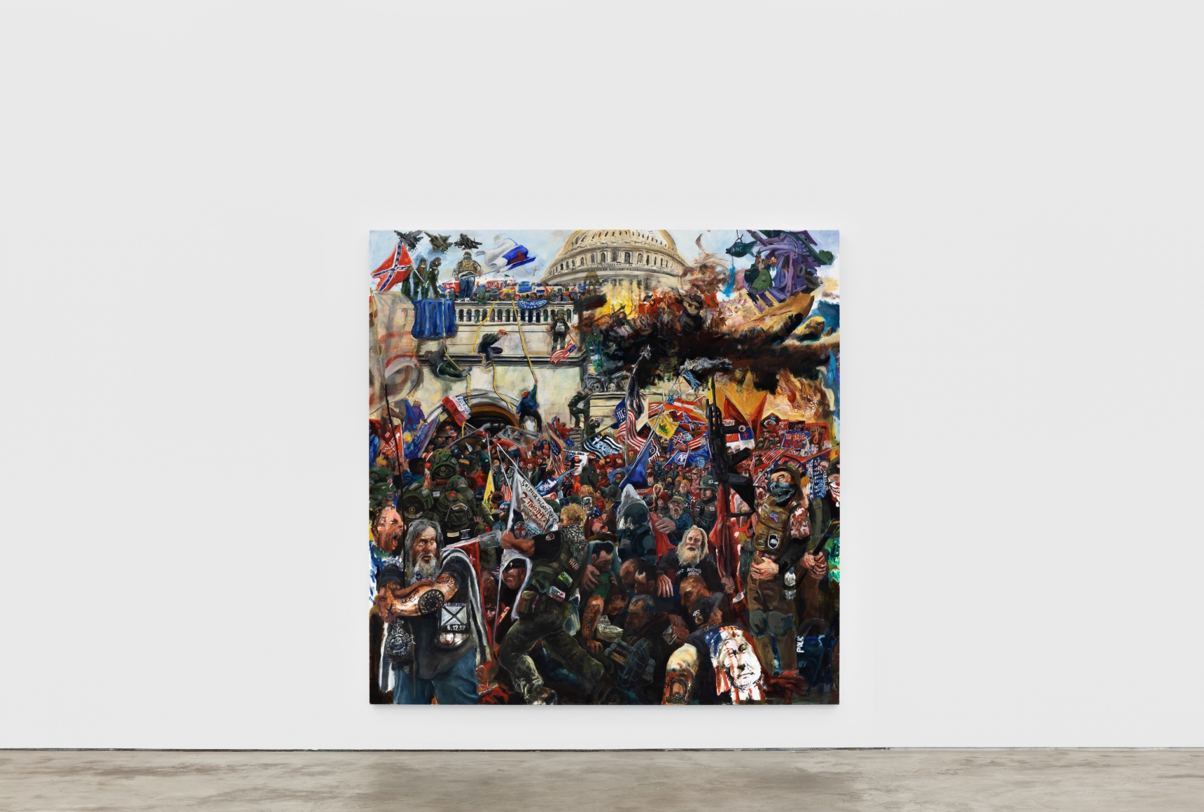 Celeste Dupuy-Spencer Don’t You See That I Am Burning, 2021, Oil on canvas, 85 x 85 in, 215.9 x 215.9 cm (CDS21.023)
