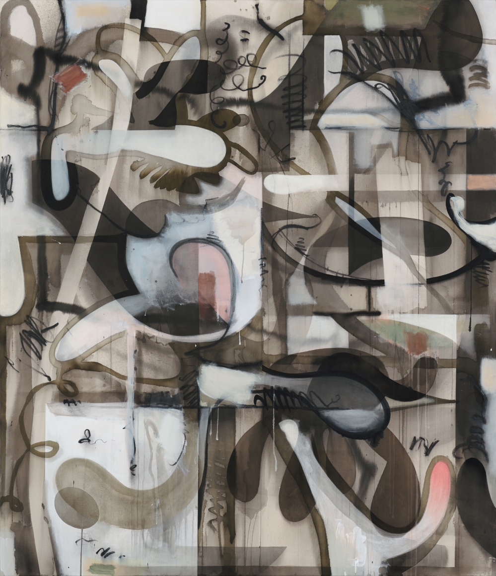 Jan-Ole Schiemann, Tatschmaschin, 2019 Ink and acrylic on canvas 70 7/8 x 61 1/8 in 180 x 155 cm (JS19.056)