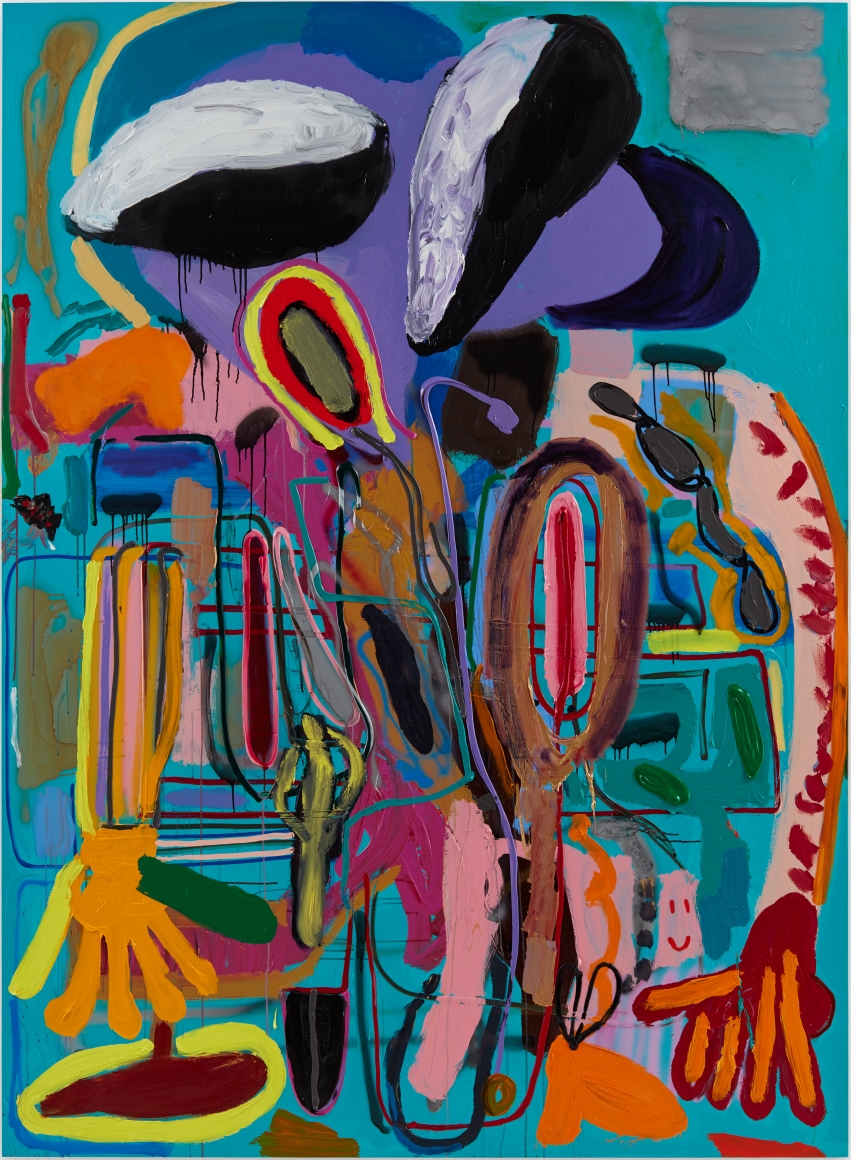 André Butzer, Wer hat Dr. Pfeffer erfunden?, 2018, Oil and acrylic on canvas, 102 3/8 x 74 3/4 in, 260 x 190 cm (AB18.052)