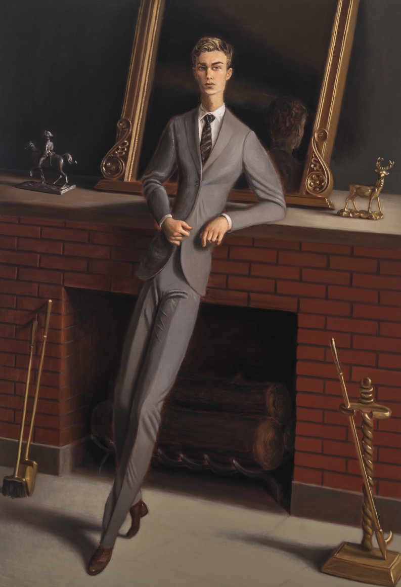 Jansson Stegner Fireplace, 2018 Oil on linen 72 x 50 in 182.9 x 127 cm (JAS18.009)
