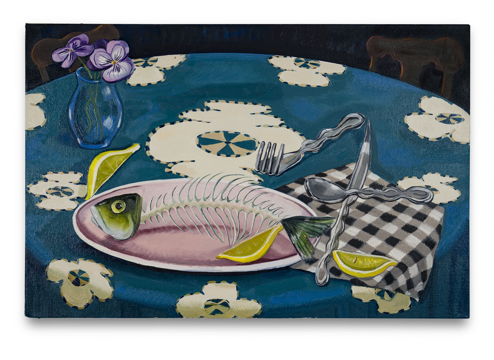 Nikki Maloof Fish Bones with Lemons, 2019 Oil on canvas 18 x 24 in 45.7 x 61 cm (NM19.002)