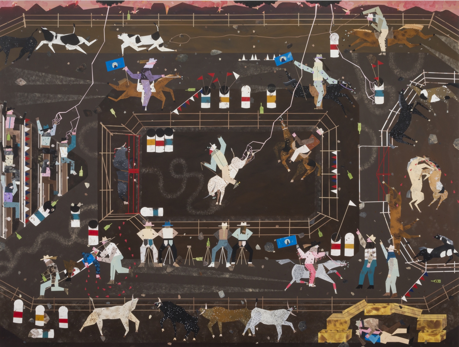 Andrea Joyce Heimer The Big Sky Rodeo Finals That Summer Were Marked By A Flash Lightning Storm, A Horse Fight, And My First Handjob In A Haystack., 2019 Acrylic on panel 60 x 80 in 152.4 x 203.2 cm (AJO19.002)