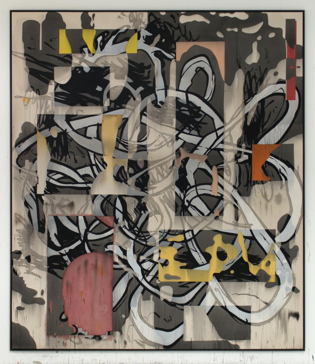 Jan-Ole Schiemann, Ohne Titel, 2016. Ink and acrylic on canvas, 90.6 x 78.7 in, 230 x 200 cm (JS16.005)