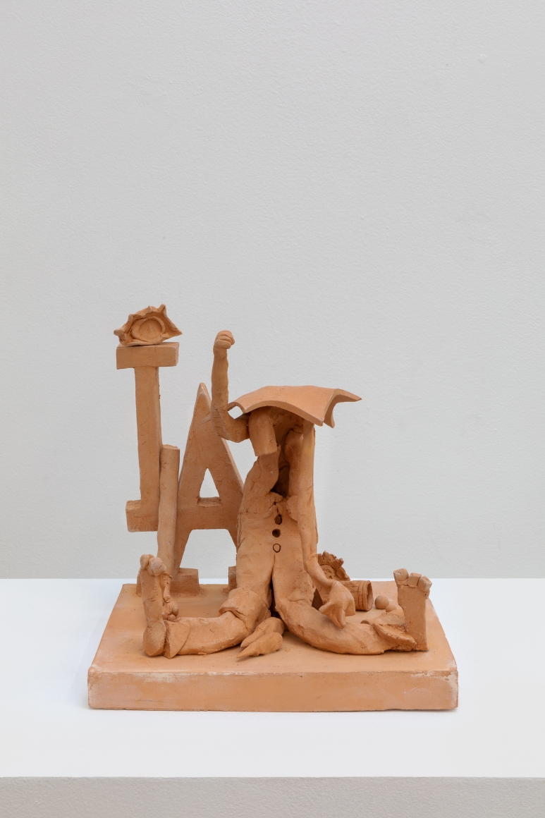 Alessandro Pessoli, L.A., 2019, Terracotta, 9 3/4 x 11 1/2 x 13 in (24.8 x 29.2 x 33 cm)
