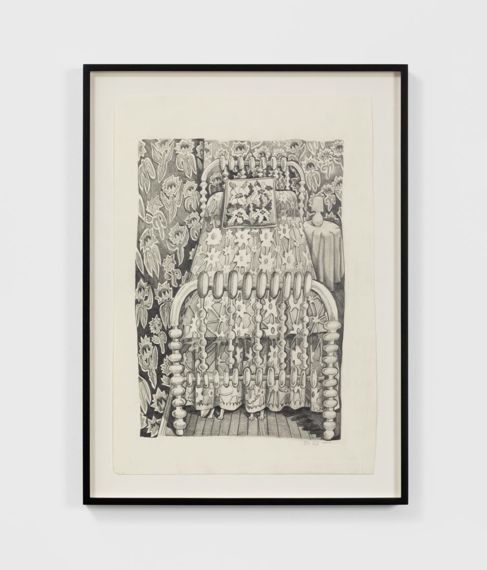 Nikki Maloof Bed with Wallpaper, 2020 Graphite on paper 18 x 12 in 45.7 x 30.5 cm (NMA20.006)
