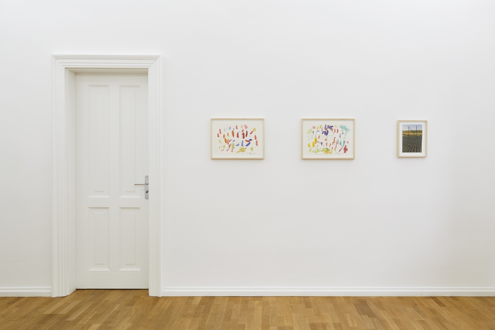Installation View of 3 Multicolored Untitled Drawings from Butzer's Salon Nino Mier Exhibition (2018)
