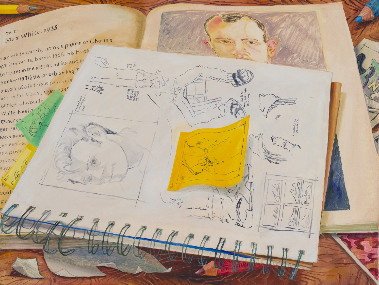 Rebecca Ness Sketchbook and an Ode to Alice, 2019 Oil on linen 18 x 24 in 45.7 x 61 cm (RN19.007)