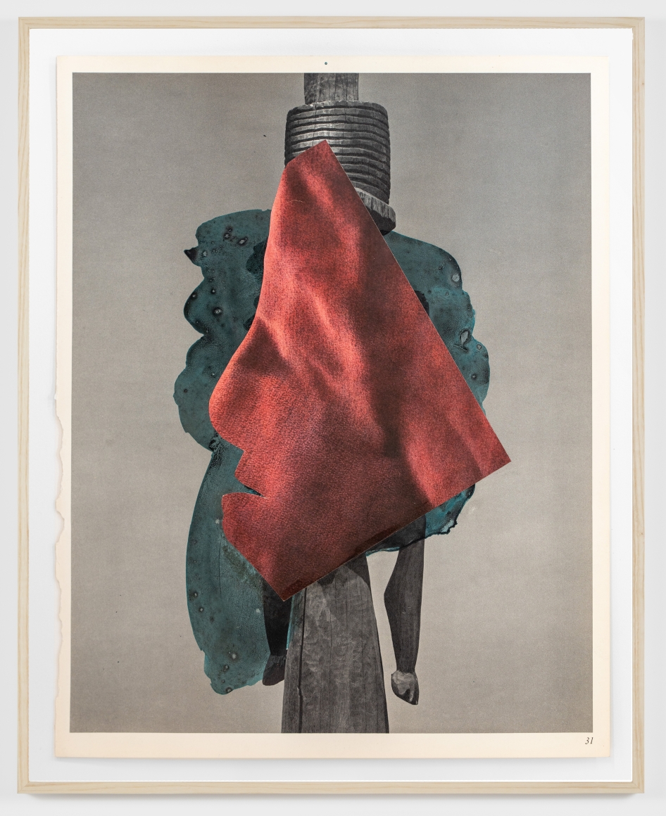 Blair Saxon-Hill, Swamp under a blanket, 2020. Collage on book page, 14.5 x 11.5 inches (BSH20.002)