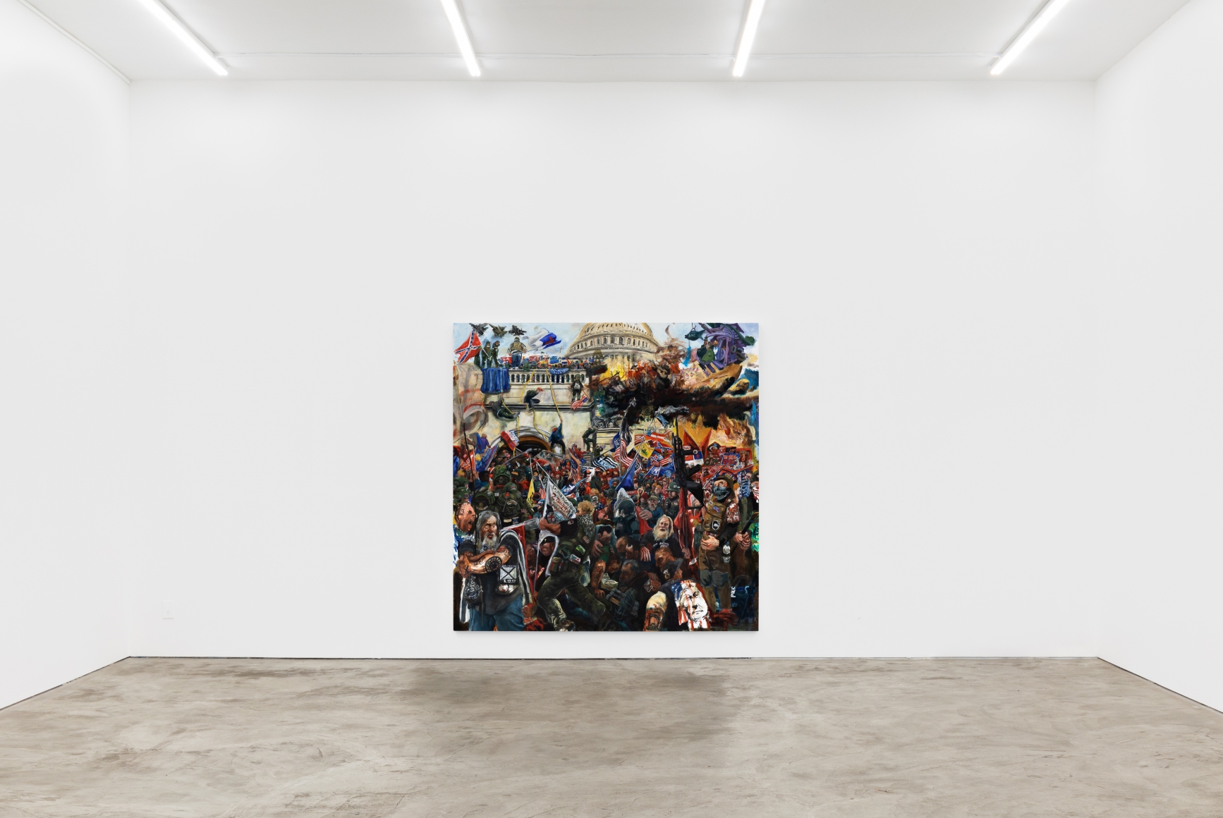 Celeste Dupuy-Spencer Don’t You See That I Am Burning, 2021, Oil on canvas, 85 x 85 in, 215.9 x 215.9 cm (CDS21.023)