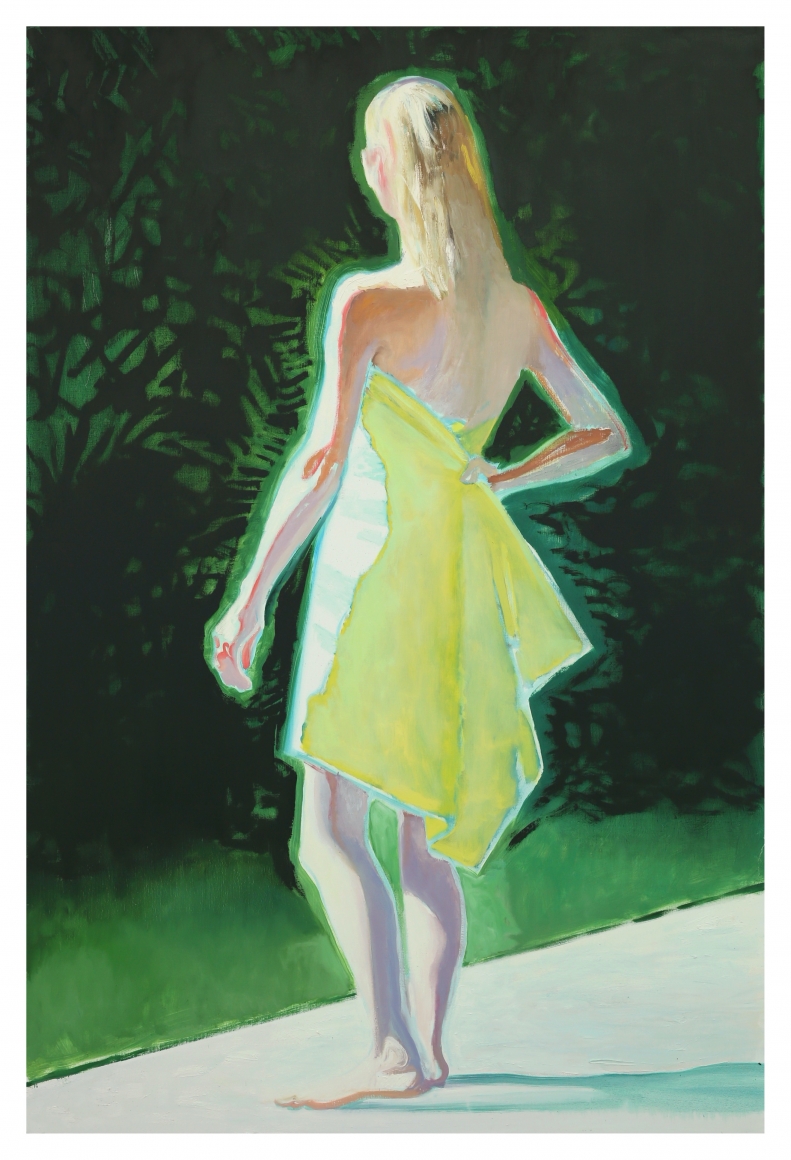 Jonathan Wateridge, Yellow Towel, 2018 Oil on linen 82 5/8 x 55 1/8 in 210 x 140 cm