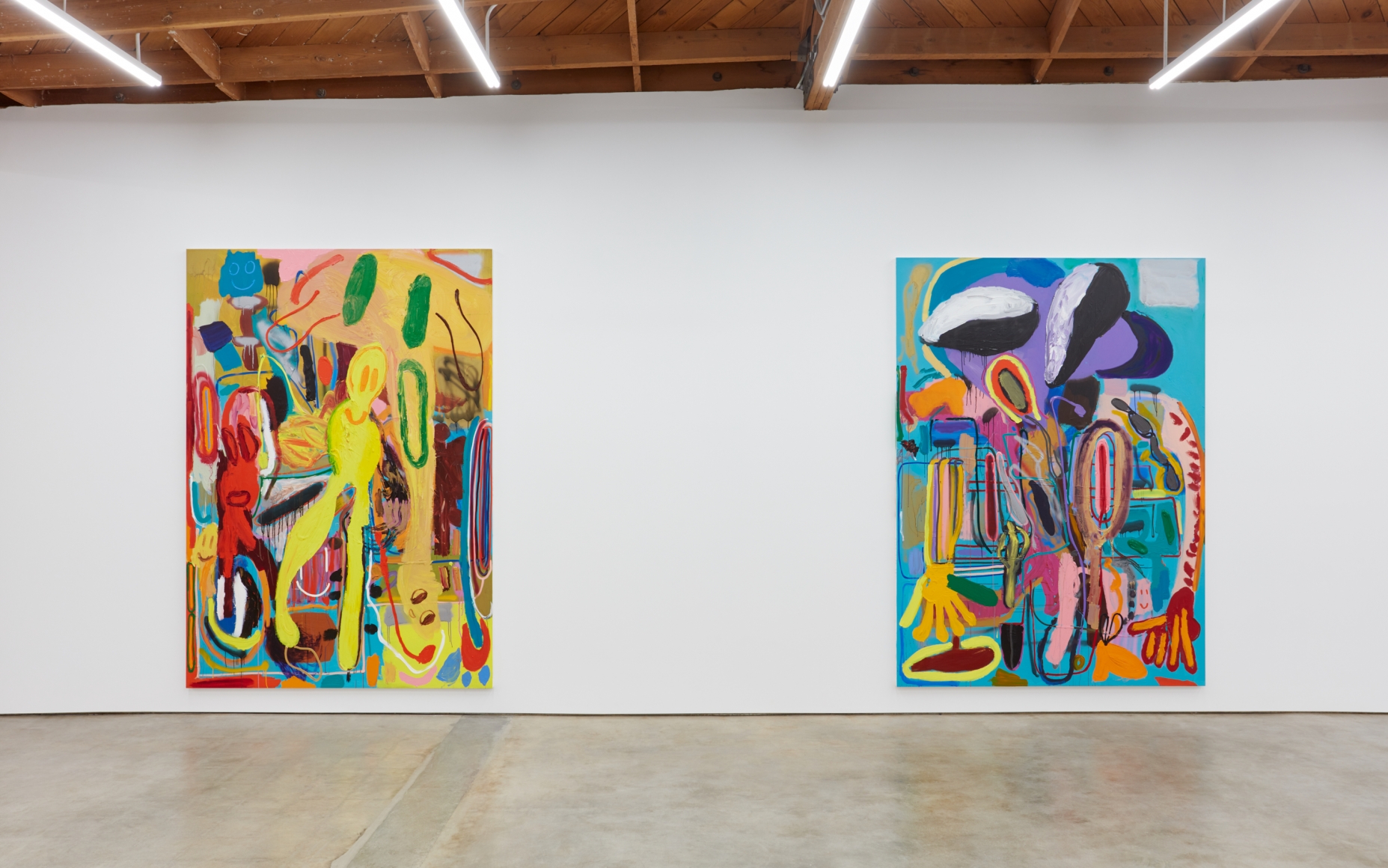 Installation View of "Abstraktes Bild Nr. 4710d", and " Wer hat Dr. Pfeffer erfunden?"