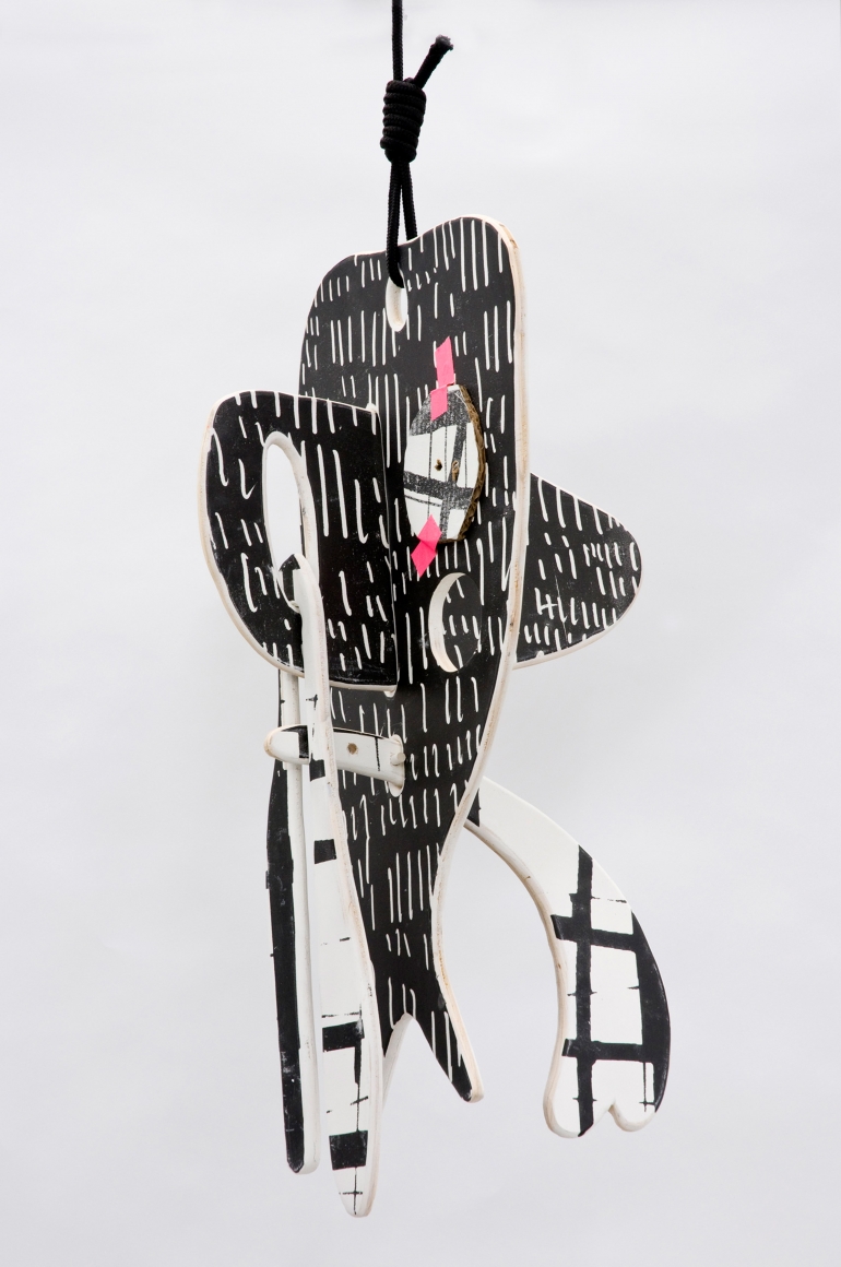 "Untitled", 2010 Painted wood, rope