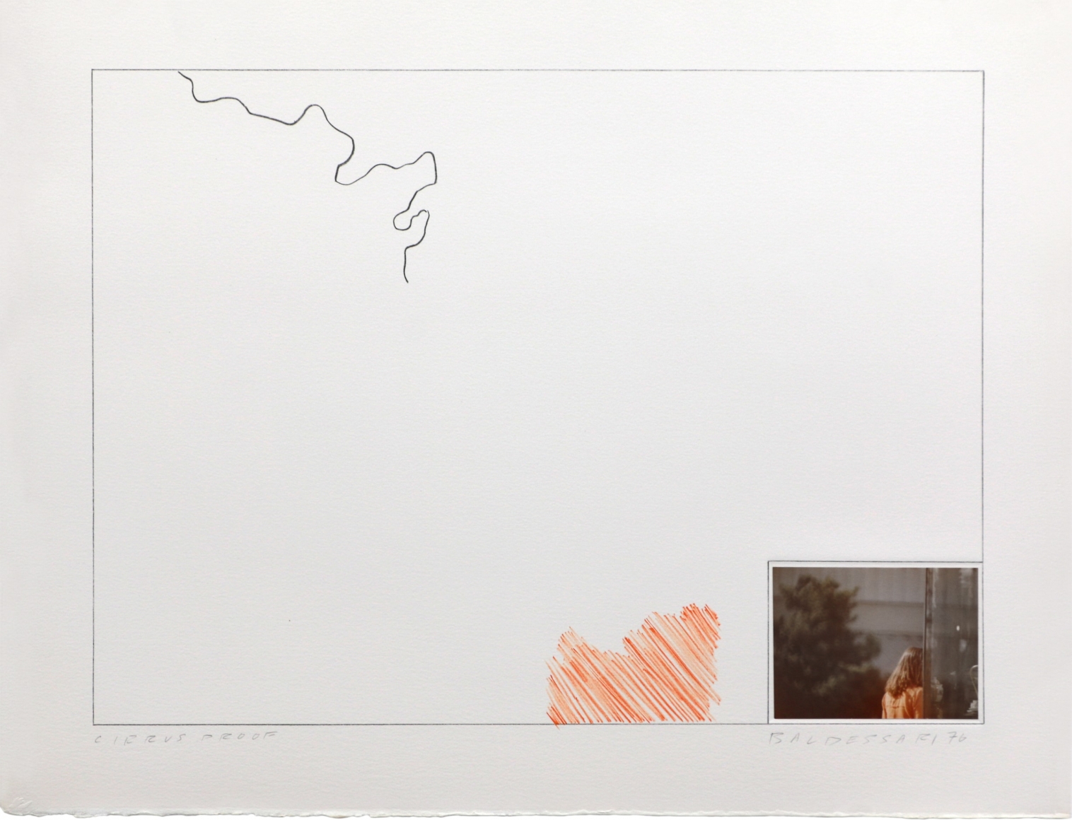 John Baldessari Raw Prints (Orange), 1976 Lithograph, hand-tipped color photograph and embossing