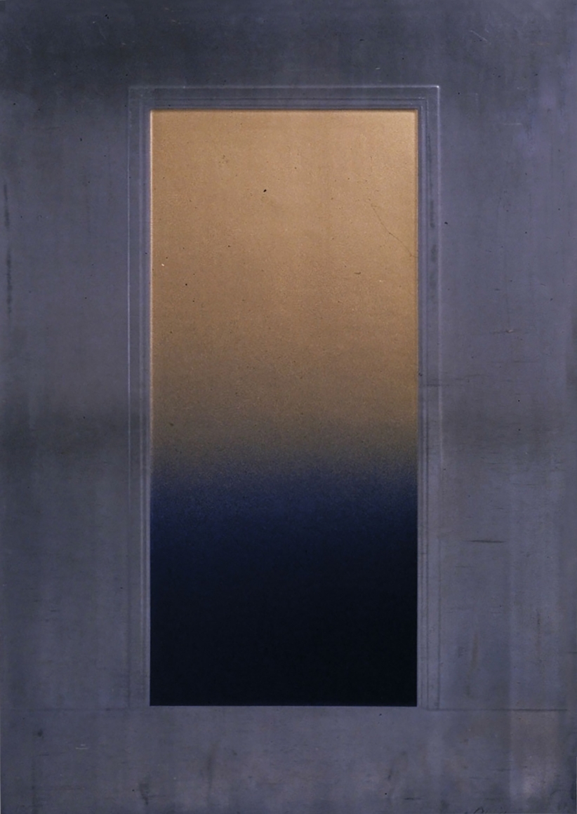 Eric Orr Blue Door, 1979 Embossed lead relief on wood backing, ed. 25