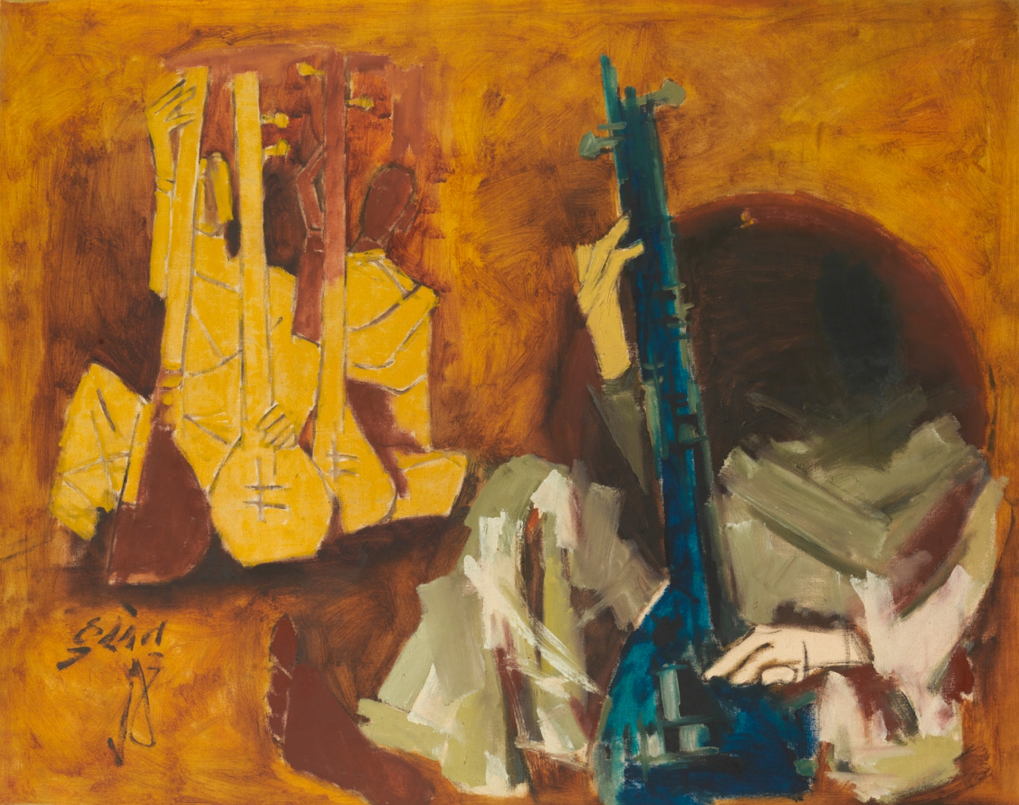 M.F. Husain Untitled (Sitar Players)