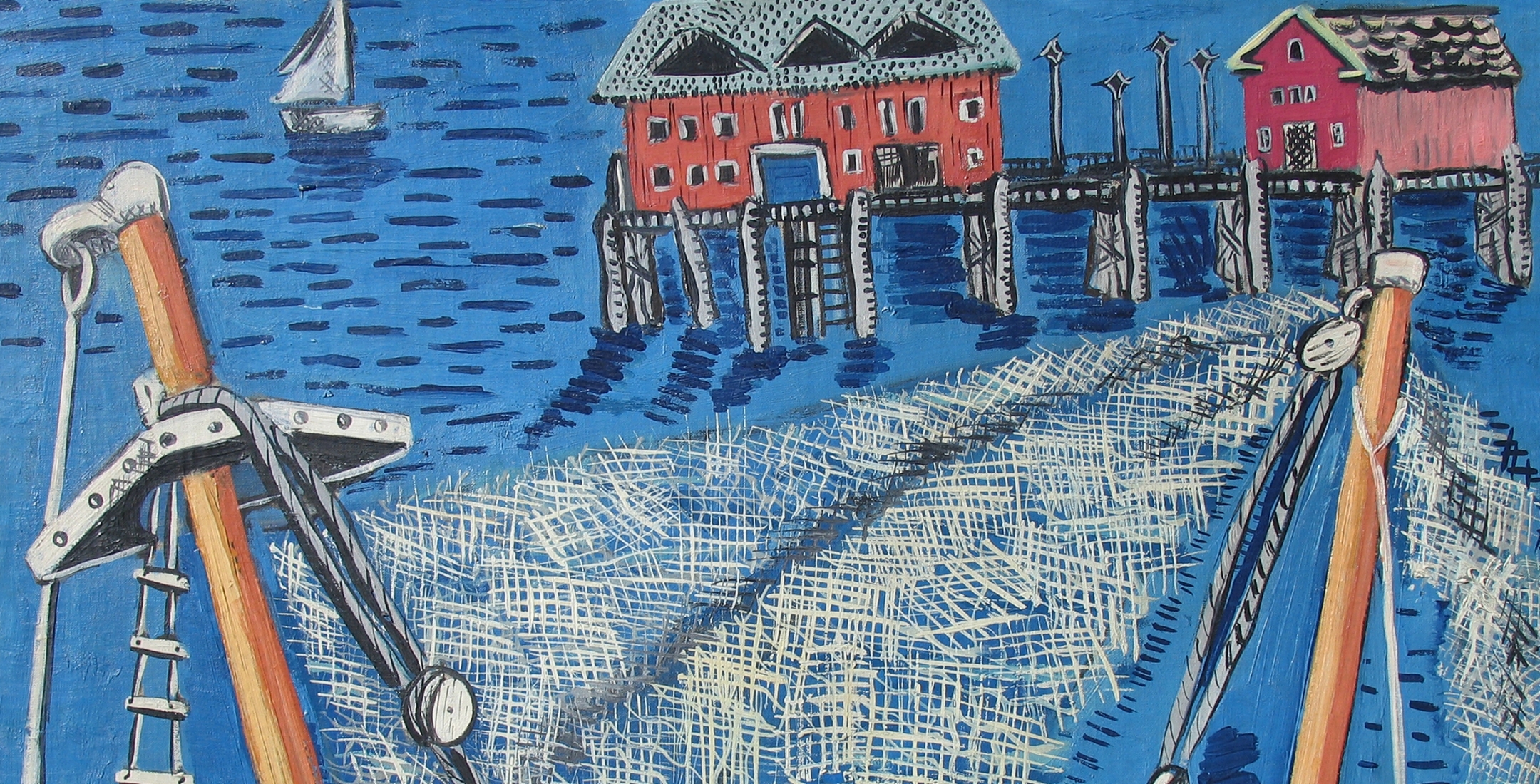 Detail of Irene Rice Pereira's painting Pier, Provincetown.