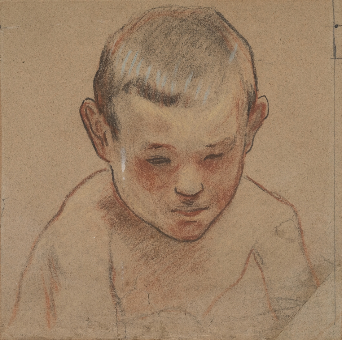 Paul Gauguin Little Breton Boy, c. 1887 Compressed charcoal, red chalk, and white gouache with touches of graphite 7 7/8 x 7 7/8 inches