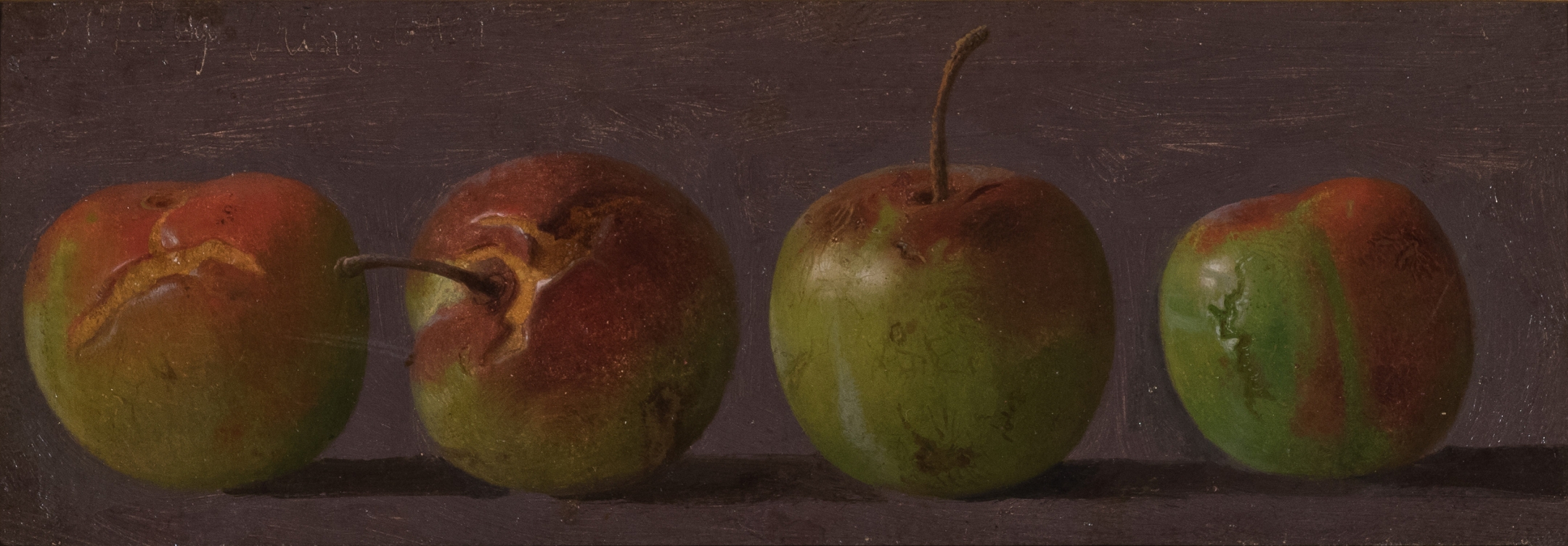 Helen Searle American, 1834-1884 . Crabapples, c. 1877 Oil on paper on card 2 3/4 x 8 in.