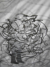 Jim Shaw, Untitled Scribble (Man with Bow-Tie), 2008. Airbrush, ink and pencil on paper