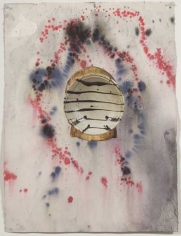 Plate on Marbleized Paper 1, 2007. India Ink, acrylic, and collage on paper, 30 x 24 inches (76.2 x 60.9 cm).