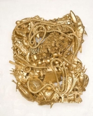An Abdication of Logical Thinking, 2009. Assorted objects, plaster, paper mache and imitation gold leaf on panel, 48 x 42 x 15 inches (121.9 x 106.7 x 38.1 cm). MP 814