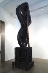 Elliptic Umbilic/Fait Accompli, 2007. PVC pipe, plastic urethane, wood, aluminum, spray paint, 185 x 41 x 50 inches (469.9 x 104.1 x 127 cm).