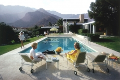 Slim Aarons, Poolside Gossip, 1970: Lita Baron, Nelda Linsk, Helen Dzo Dzo at the Richard Neutra-designed house of Edgar Kaufman