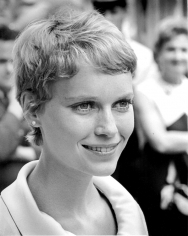 Ron Galella, Mia Farrow on the set of
