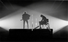 Daniel Kramer, Bob Dylan and Joan Baez in Crossed Lights, New Haven, Connecticut, 1965