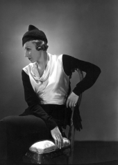 Hoyningen-Huene, Untitled (Model in white dress with black sleeves), Vintage Print