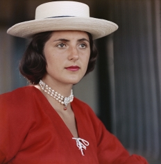 Slim Aarons, Ursula Pacelli, 1957:Ursula Pacelli poses at the Venice Lido, Venice, Italy
